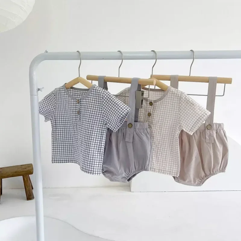 

Cute Summer Baby Sets Cotton Plaid Short Sleeve Top + Shorts 3-24Months Newborn Infant Outfits