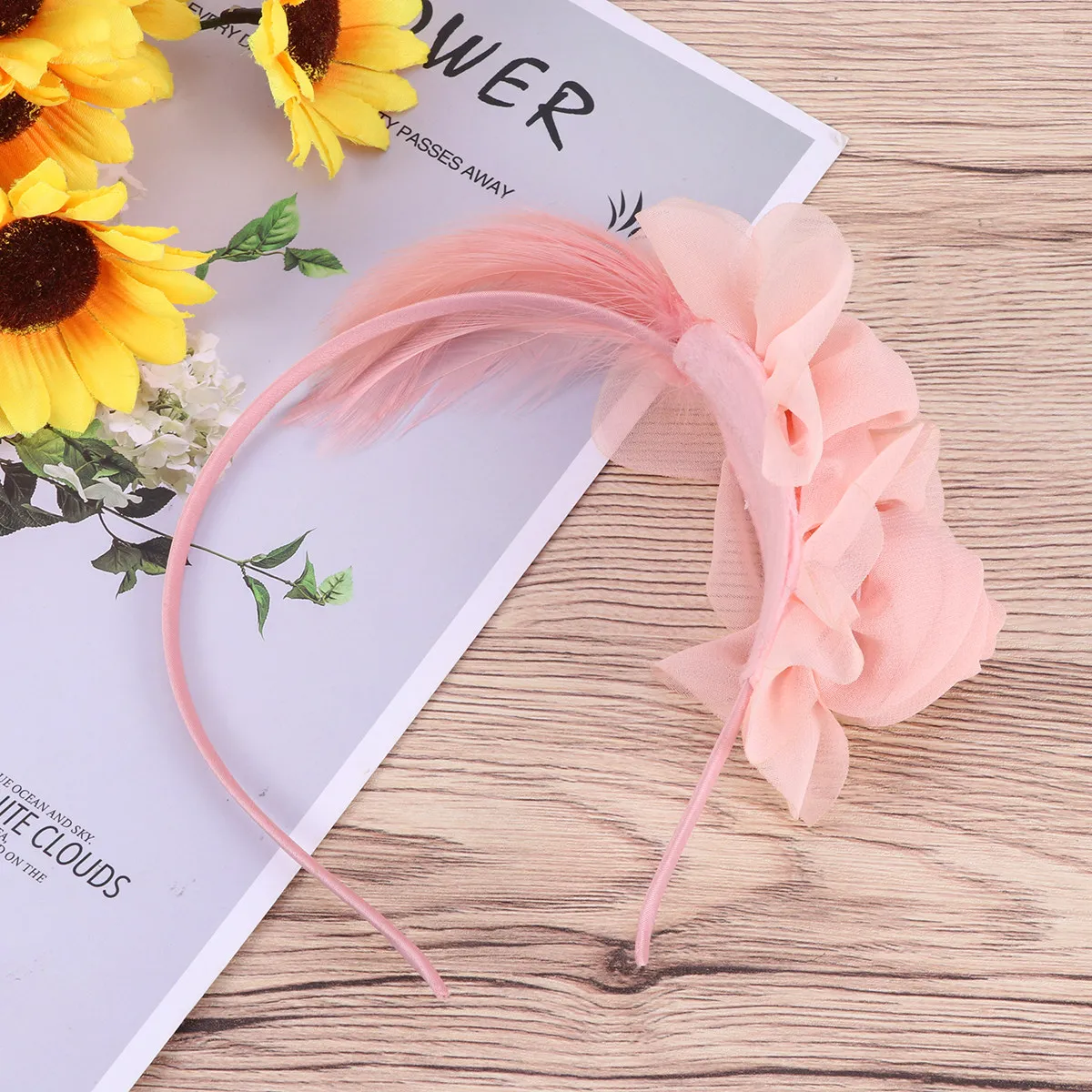 

1 Piece Pink Hairband for Women Girls Floral Decorated Hair Loop Headband Party Wedding Festival Accessory Hair Ornament