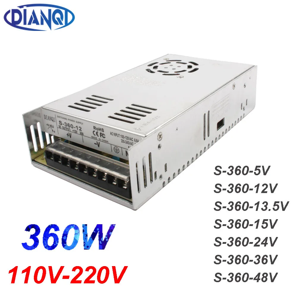 

DIANQI 360W 12V 30A LED Strip CNC 3D Print Small Volume Single Output Switching power supply 5V 13.5V 15V 24V 36V 48V