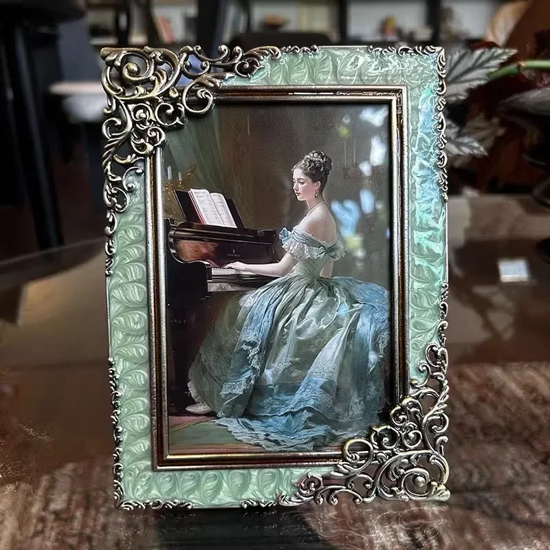 Europe 6/7inches bronze blue Metal Picture Frames Living room frame aesthetic decoration accessories for home decor