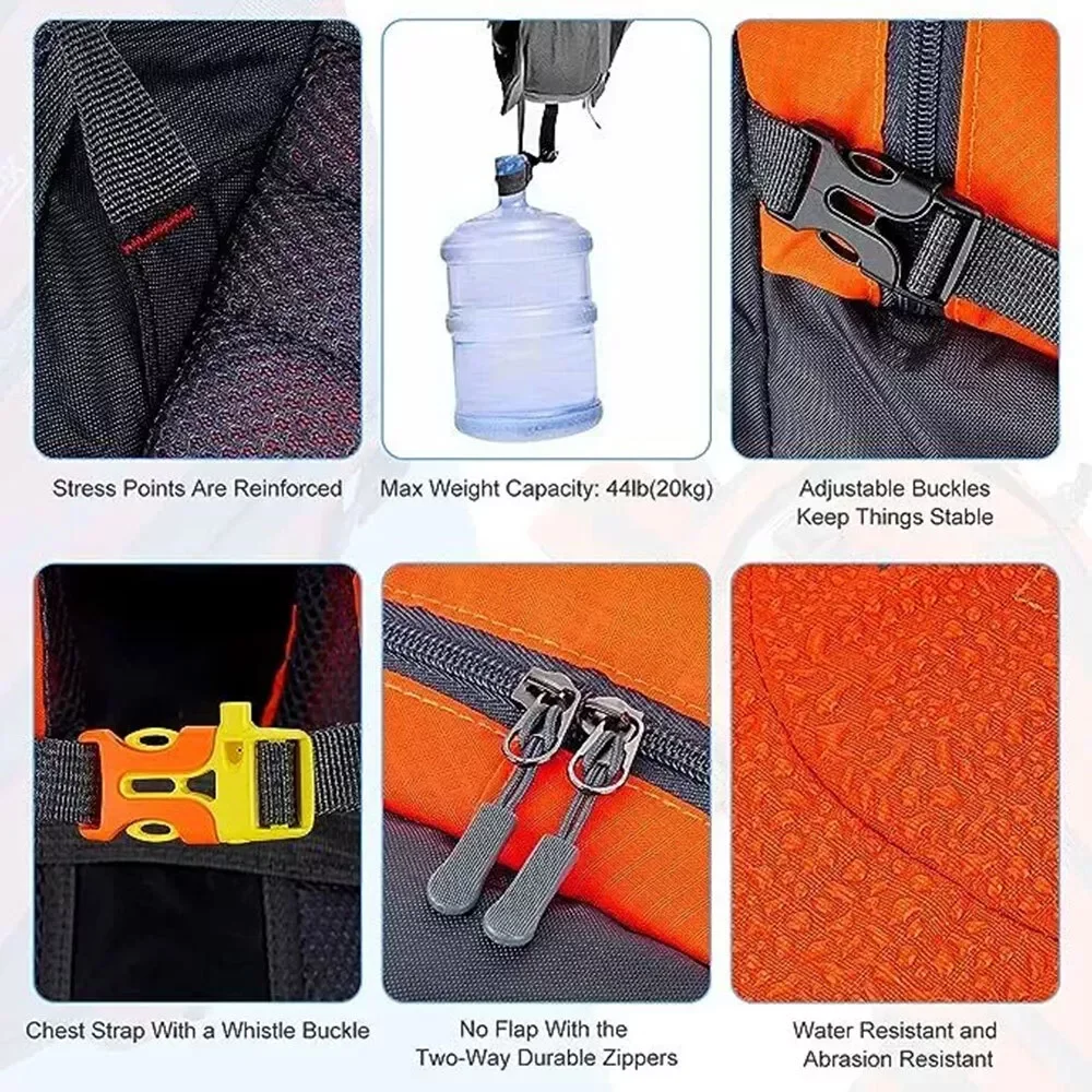 حقيبة ظهر للسفر شديدة التحمل مقاومة للماء حقيبة ظهر واسعة للمغامرة والرحلات وحقيبة الظهر