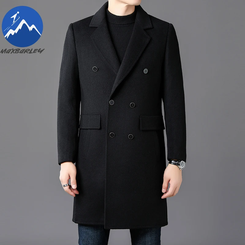 

Maxbarley 2025 Winter Wool Coat Men Korean Fashion Long Warm Wool Blends Jackets Top Luxury Designer Woolen Trench Overcoat Man