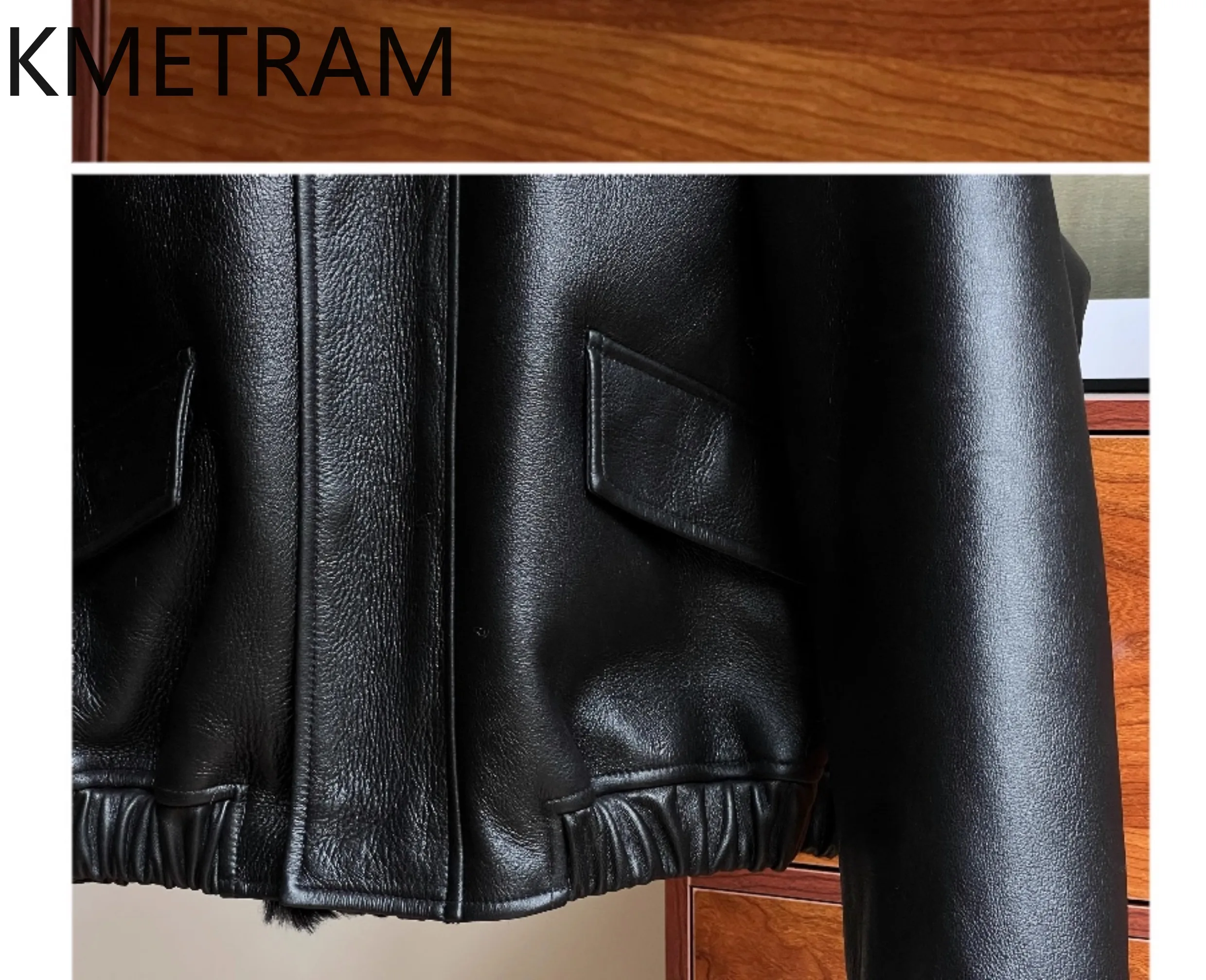 KMETRAM 천연 양가죽 양털 부착 자켓 여성용 블랙 숏 리얼 퍼 자켓 신상 겨울 여성 의류