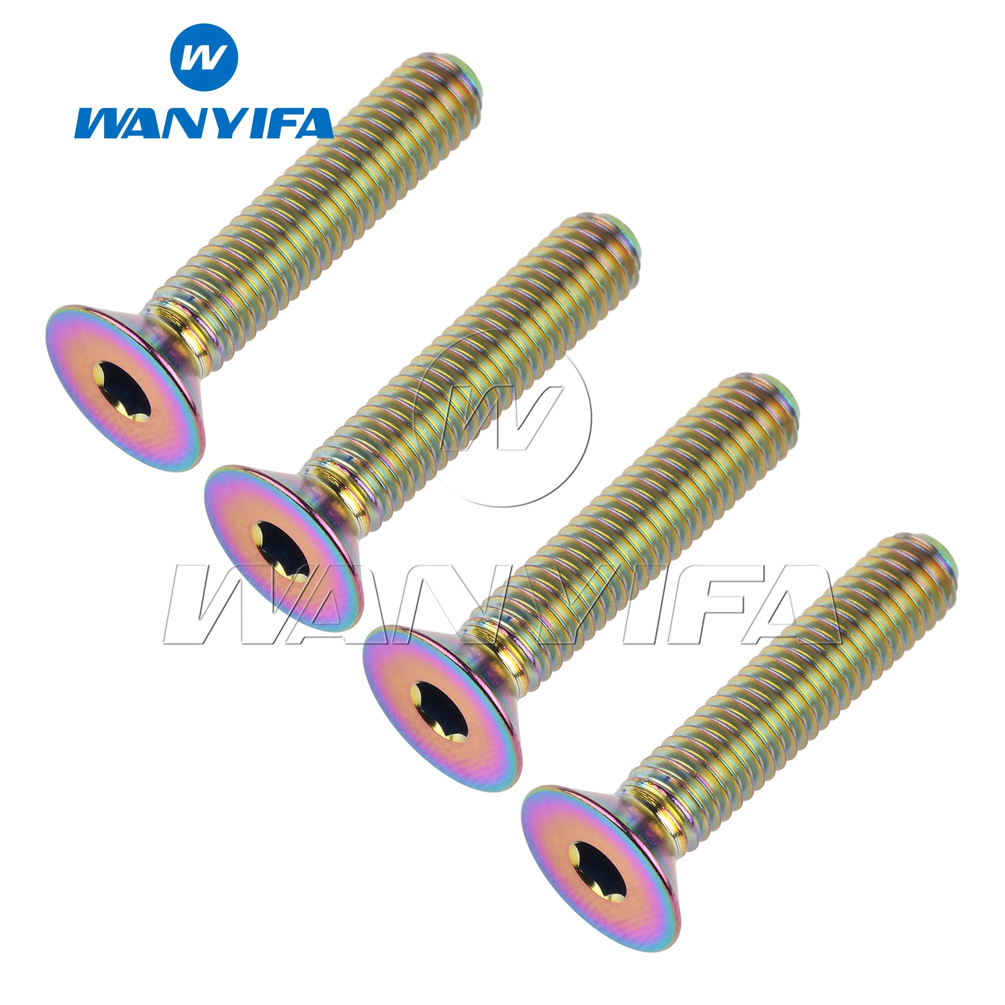 Wanyifa M5 Titanium Bolt 10/12/15/20/25/30mm Flat Countersunk Head Hex Screws for Bicycle Pedals 4/10pcs