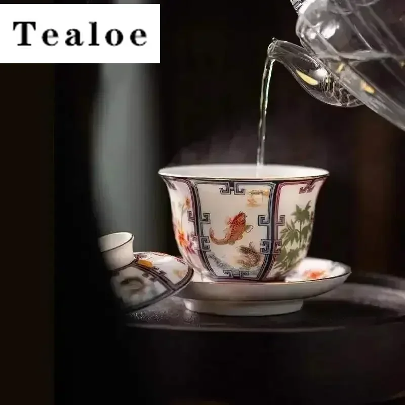 

200ml Chinese White Porcelain Gaiwan Zen Tea Bowl with Saucer Lid Kit Tea Tureen Tea Maker Cover Bowl Teaware Ornaments Gift Box