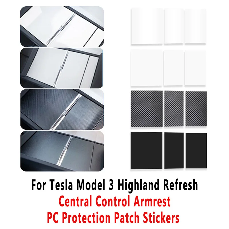 

For Tesla Model 3 Highland Refresh Central Control Armrest PC Protection Patch Interior Stickers 3Pcs Modification Accessories