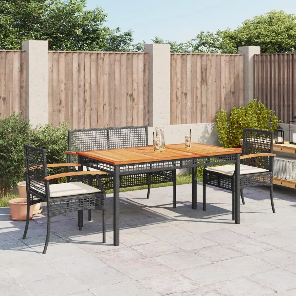 4-Person Poly Rattan Patio Dining Set with Cushions, Outdoor Garden Poolside Furniture, Black, Customized