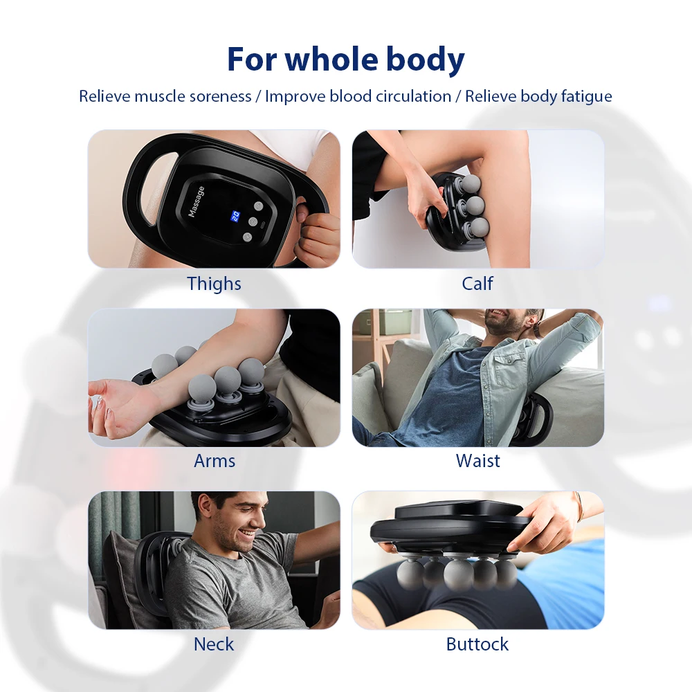 Six-head Fascia Gun Wireless Waist and Back Massager High-Frequency Vibration Body Relaxation Massager Shoulder Calf Massage Gun