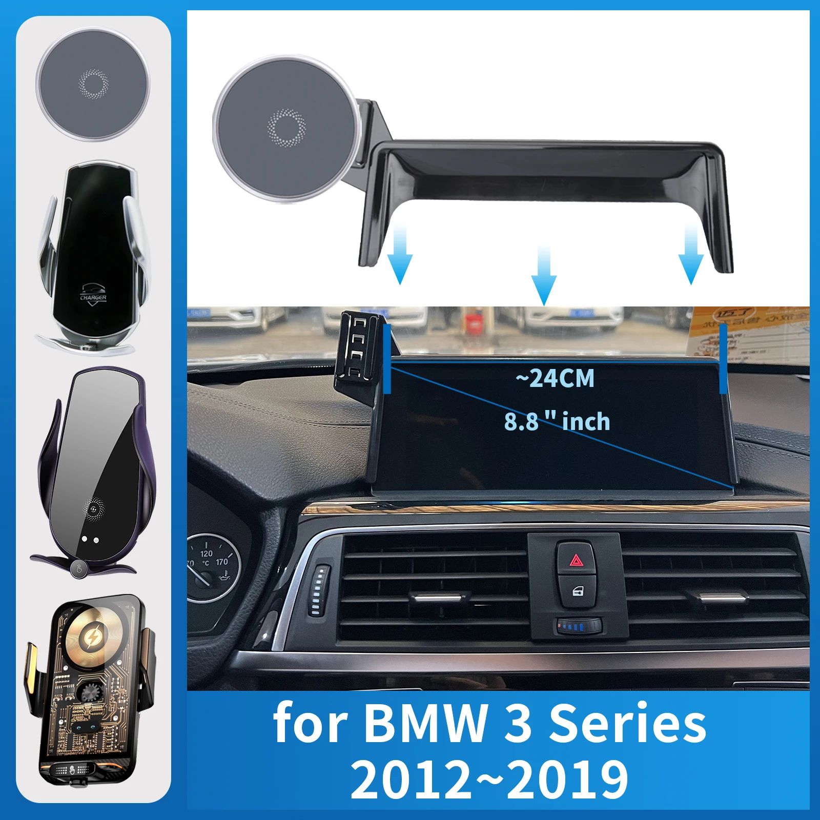 

for BMW 3 Series 2012~2019 (8.8in) Car Phone Holder Screen Fixed Navigation Bracket Base Wireless Charging