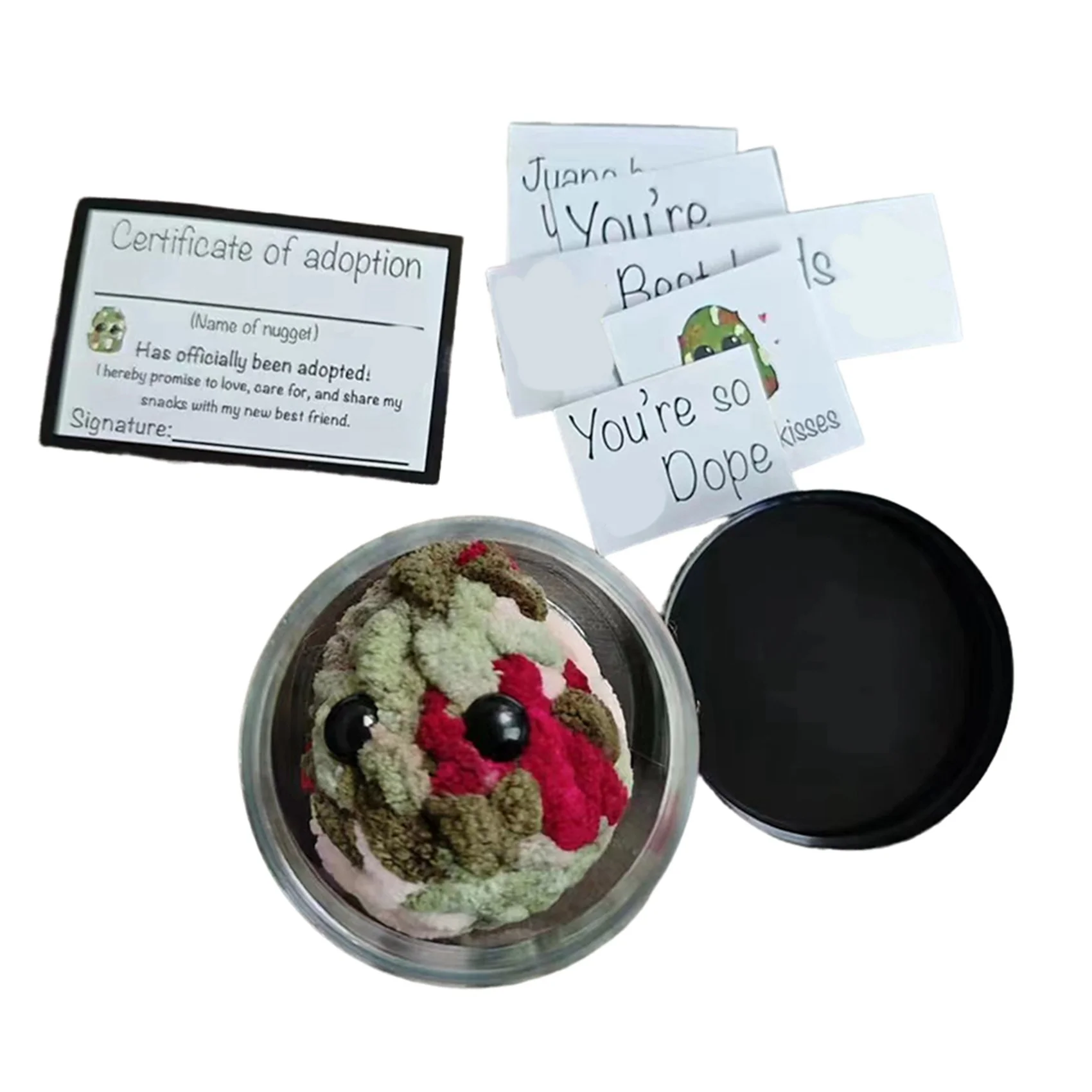 ABXF-2X Adopt A Weed Nugget Plushie In A Jar Handmade Plush Stuffed Toys,Little Weed Nugget Plushie With Cards