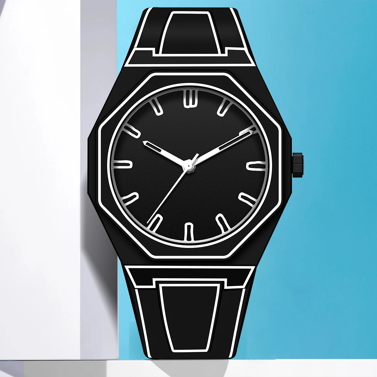 Moderne, minimalistische Skizzieren, kreative Sport- und Freizeituhr, kreatives Design, wasserdichte Uhr