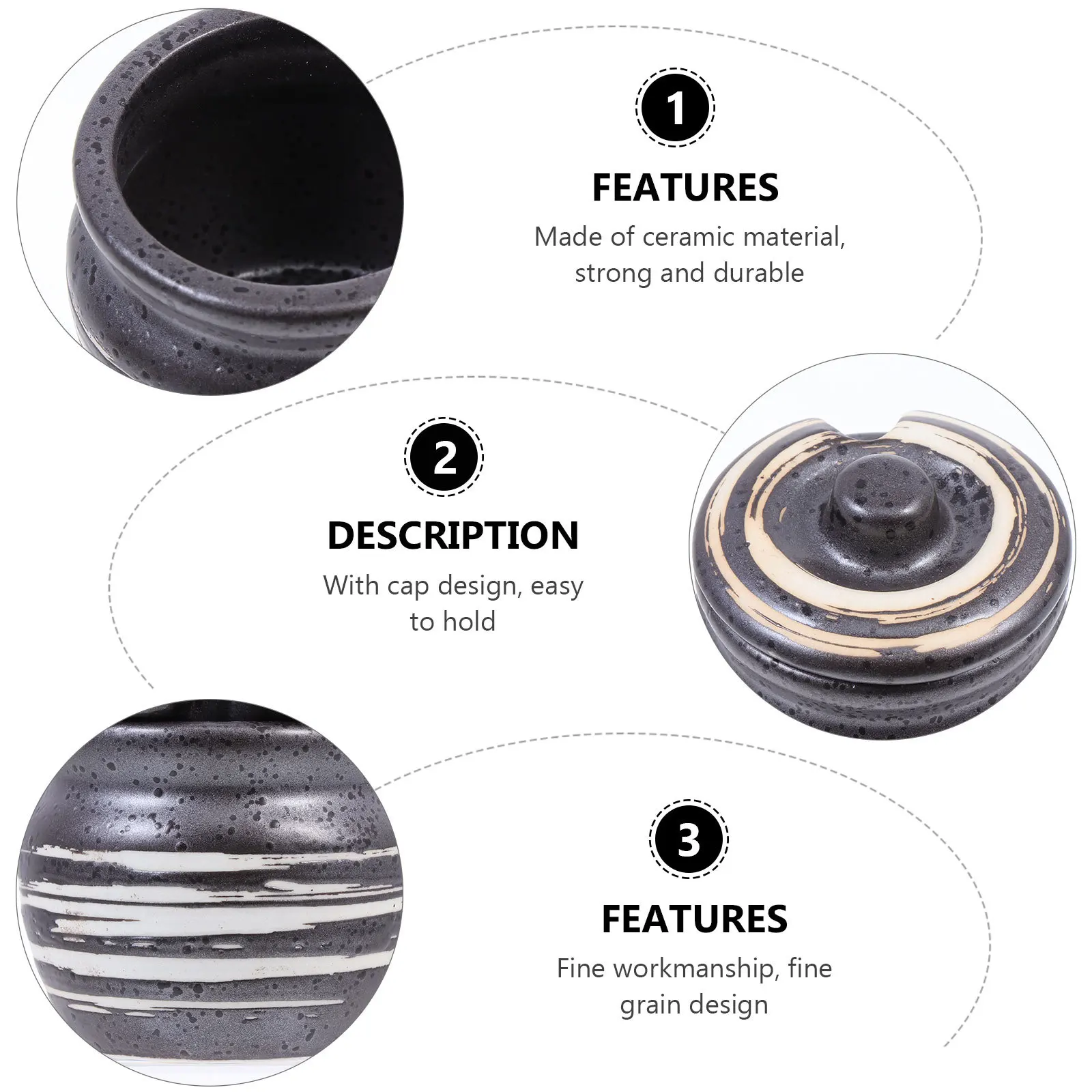 

1Pcs Ceramic Condiment Storage Container for Home Restaurant Kitchen Pot Black