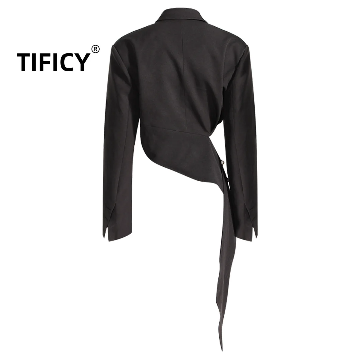 TIFICY Black Blazer Asymmetric Hollow Out Suit Autumn New Irregular Deconstructed Coat Women's Advanced Sense Suit Jacket Top