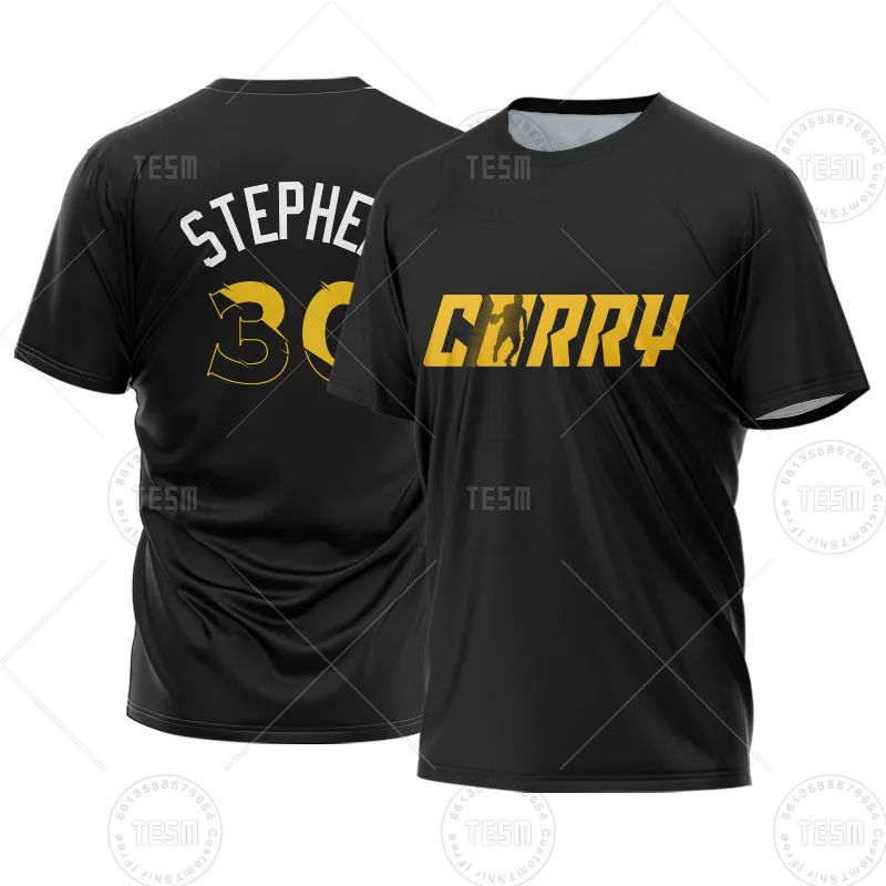 Curry Warriors Basketball Jersey Men Summer T-Shirt Sports Casual Round Neck Shirt Breathable Quick Drying