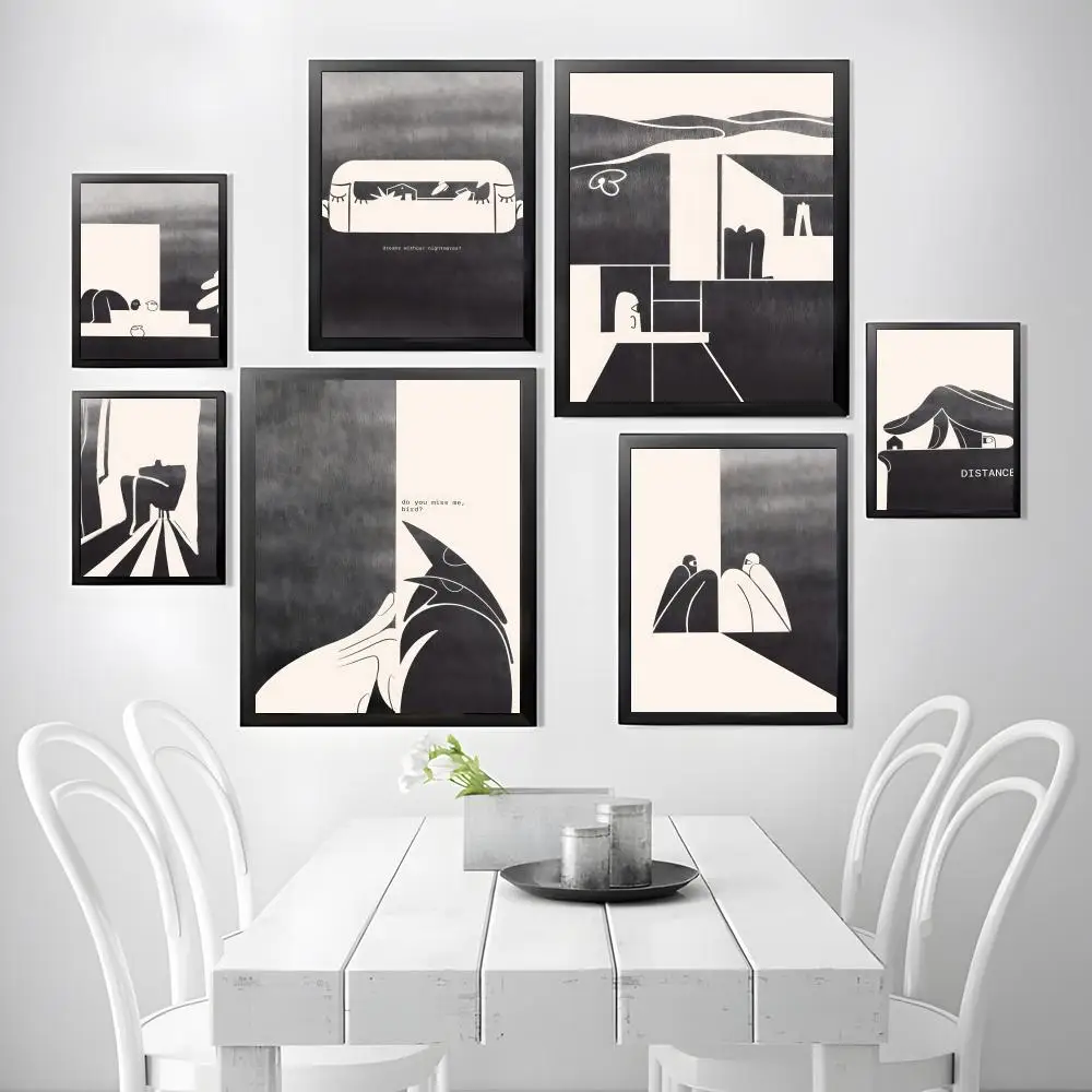 Black and white creative art painting Poster Wall Art Poster Decorative Mural Home Decor Gift Unframed