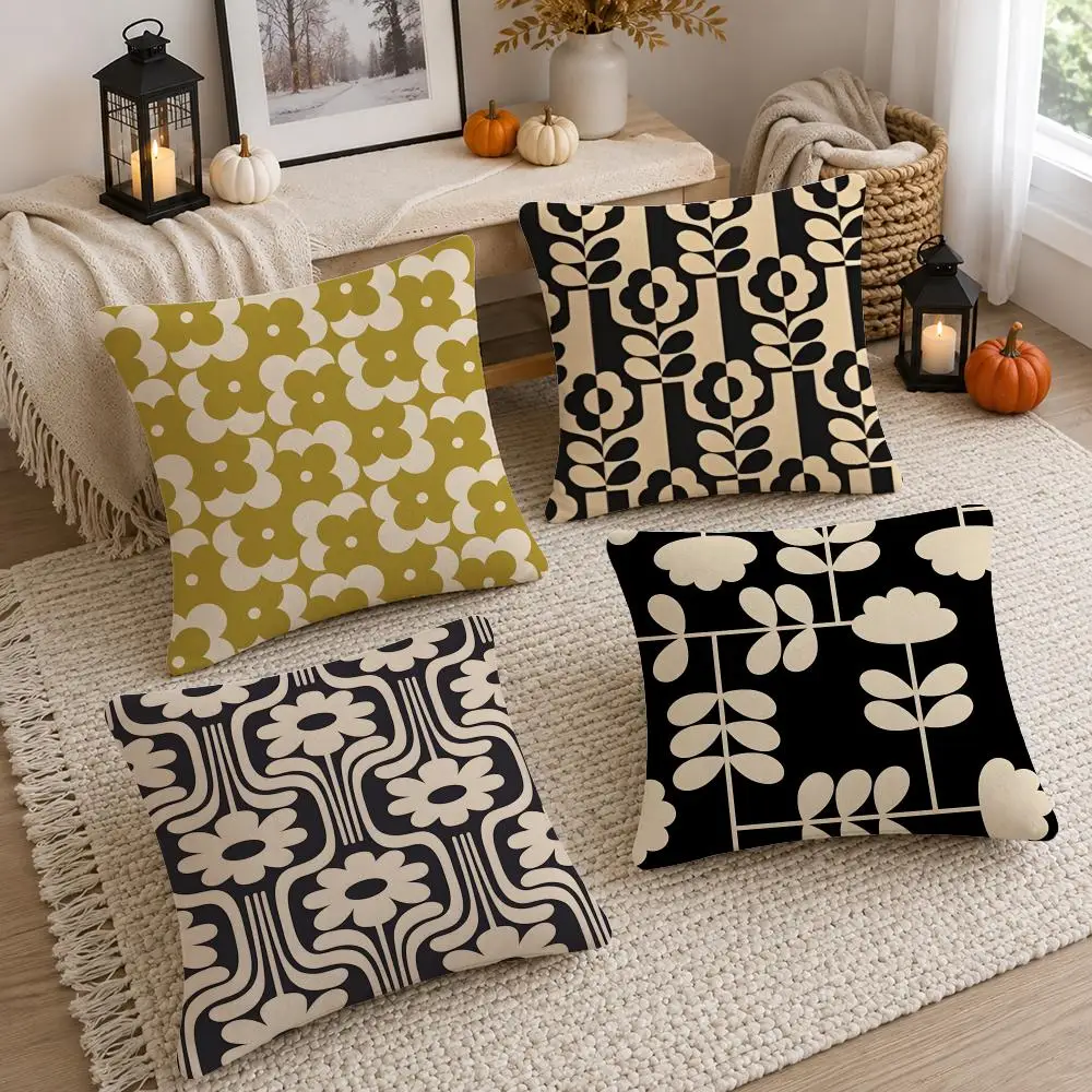 Pattern Orla Kiely Flower Cushion Cover Soft Fluffy Short Plush  Pillow Case Home Decor