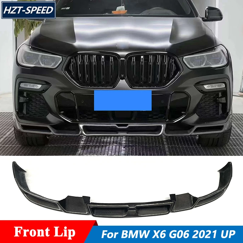 3 PCS Carbon Fiber Material Front Bumper Splitters Spoiler Lip For BMW X6 G06 2021 Up