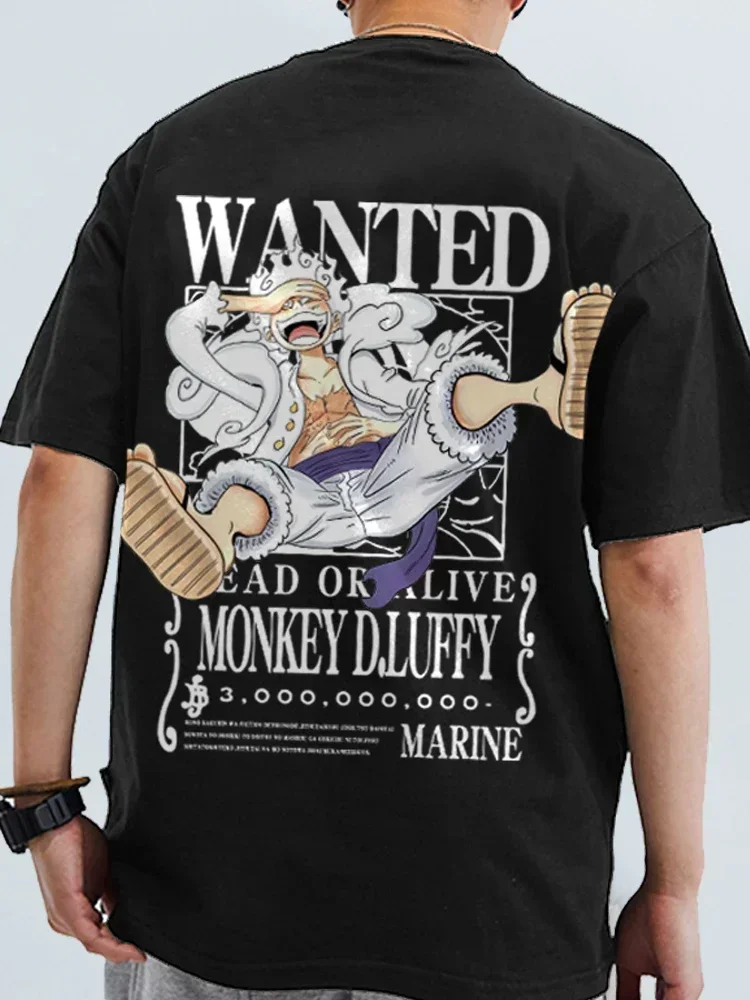 

ONE PIECE Joint Short-sleeved T-shirt Men's Summer Thin Loose Five-gear Top Luffy Printed Pure Cotton Unisex