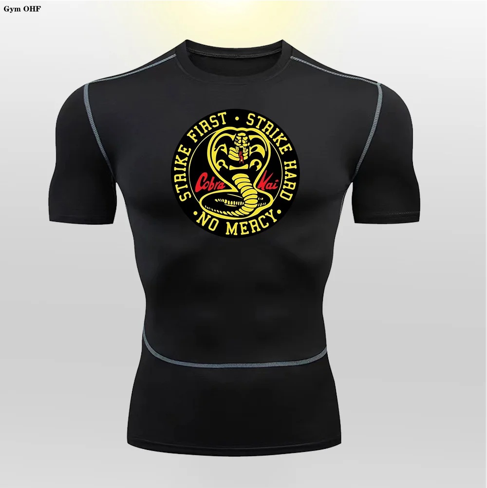 Men's Compression T shirt Gym Fitness Jogging Shirt Sports High Stretch Training Clothes Breathable Men Tight Fitting T shirts