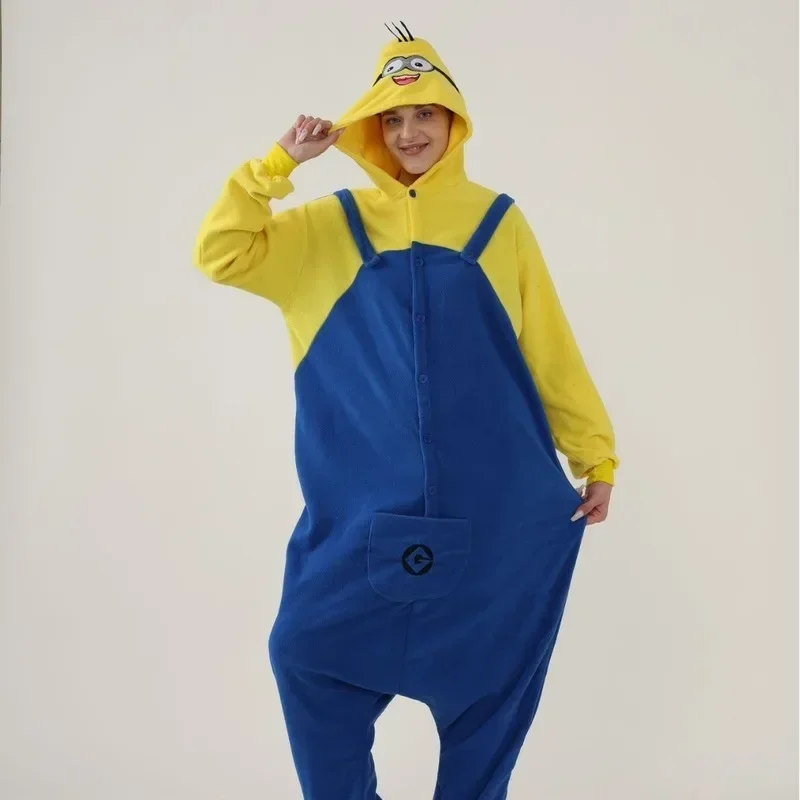 2026 Anime Despicable Me Minions Fleece Pajamas Cartoon Jumpsuit Minions Onesie Sleepwear Adult Home Clothes Halloween Costume - view 4