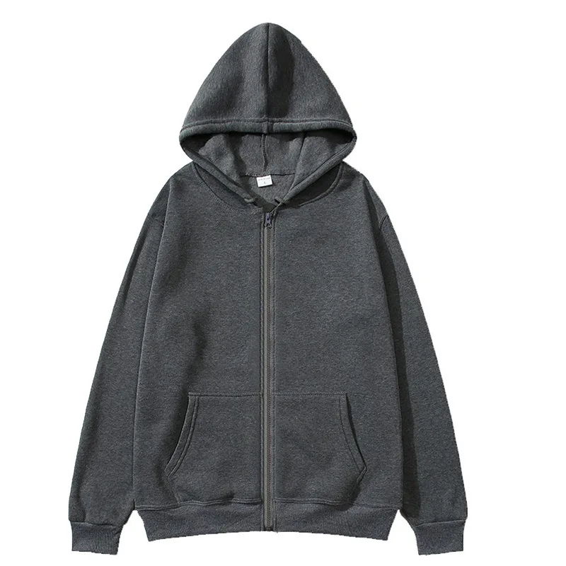 2024 New Zip Up Hoodies Autumn Hooded Sweatshirts Men's Hoodie Cardigan Solid Color Classic Jacket Men Coat Men Clothing