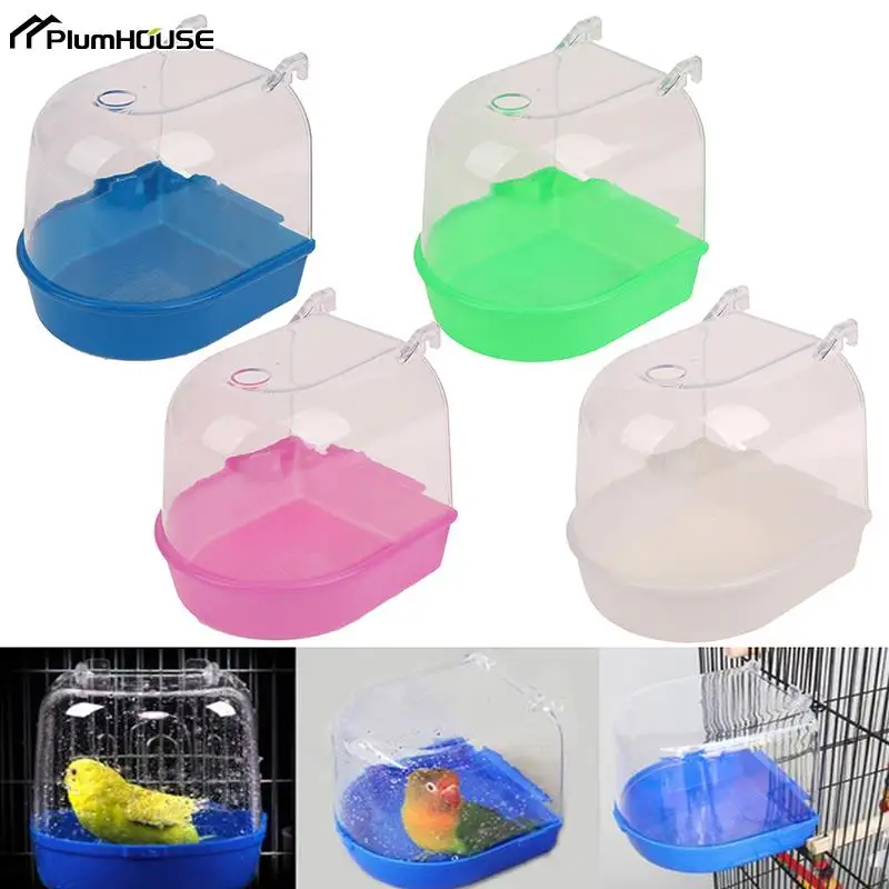 Hanging Bird Bath Box Bathing Cube Parrot Bathtub Shower Box Cage for Little Birds Parakeet Canary Budgerigar Cockatiel Lovebird