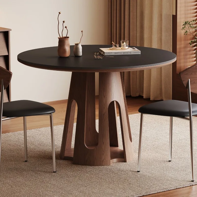 Full-trust Italian wabi-sabi style high-end matte rock slab dining table
