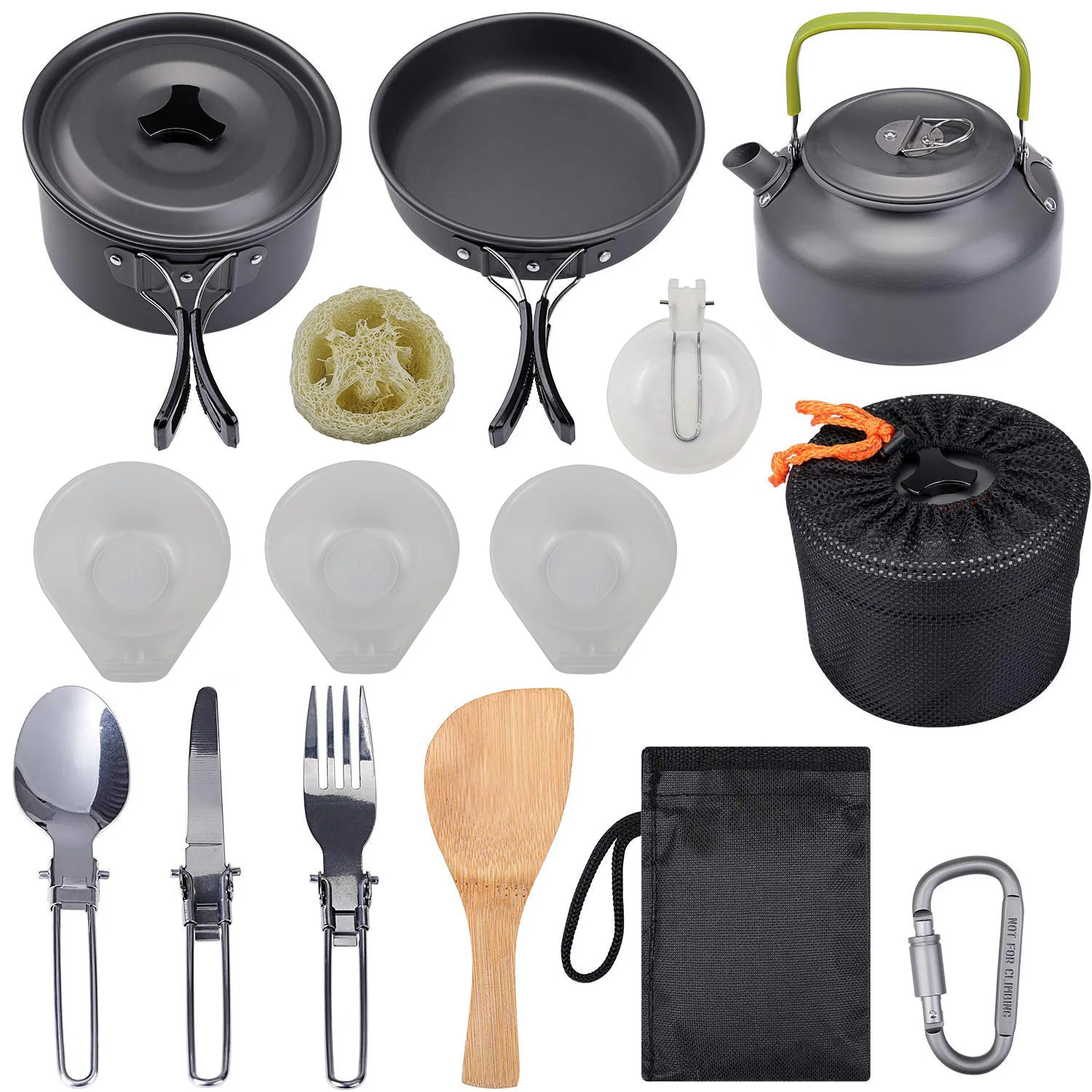 

Portable Tableware Combination Cooker Set, Outdoor Camping, Picnic, Hiking, 2-3 Person Pot, Tea, Coffee, Kettle Cup, Pan, A783