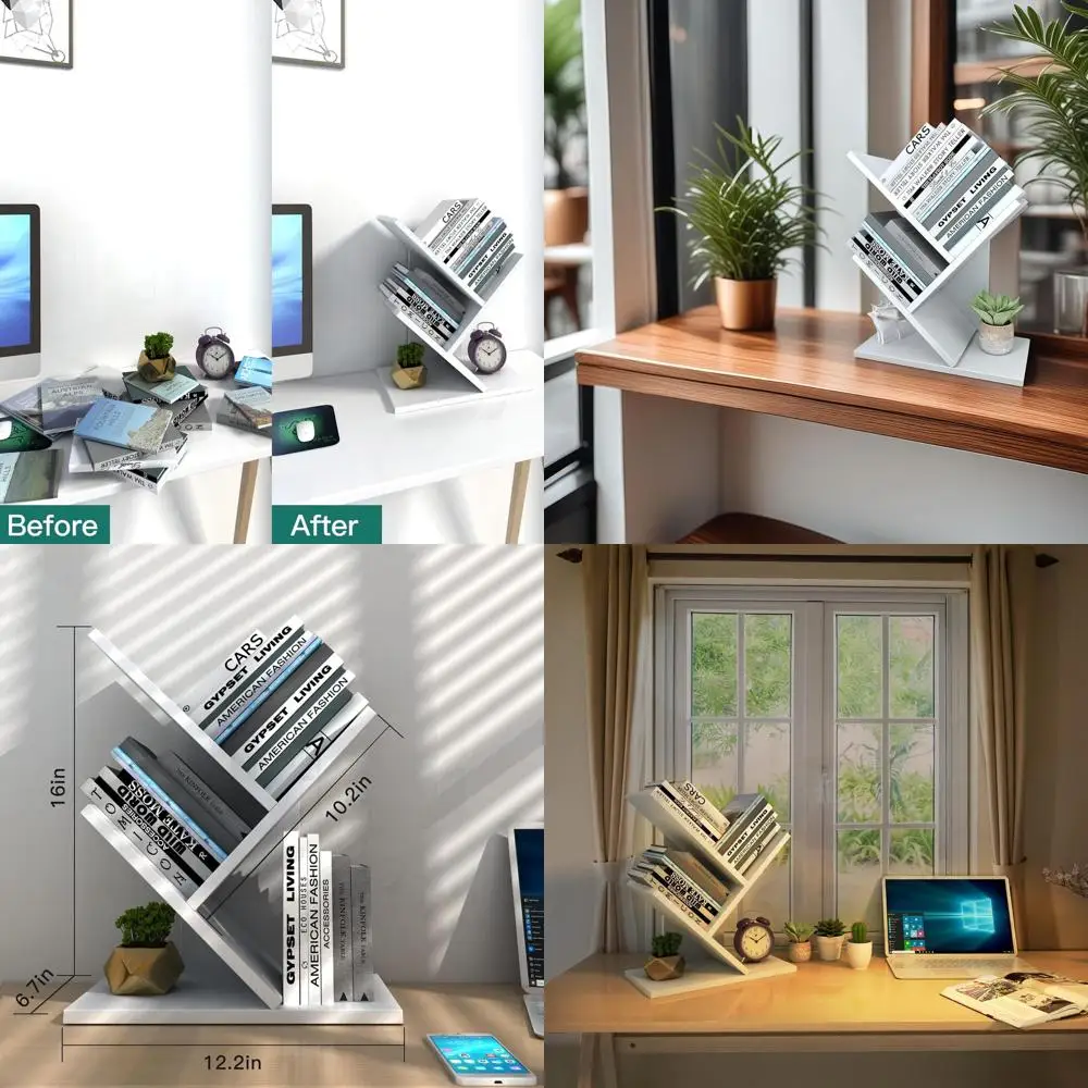 

3-Tier Wooden Bookshelf - Compact Storage Rack for Books, CDs, and Magazines - Ideal for Home, Office, or School - White