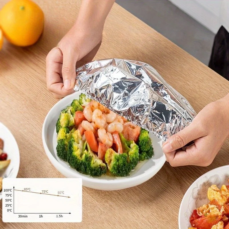 10/100pcs Aluminum Foil Cover Heat-Resistant Insulation Lid for Bowls Plates Keep Food Warm Fresh Kitchen Food Grade Cling Wrap 2