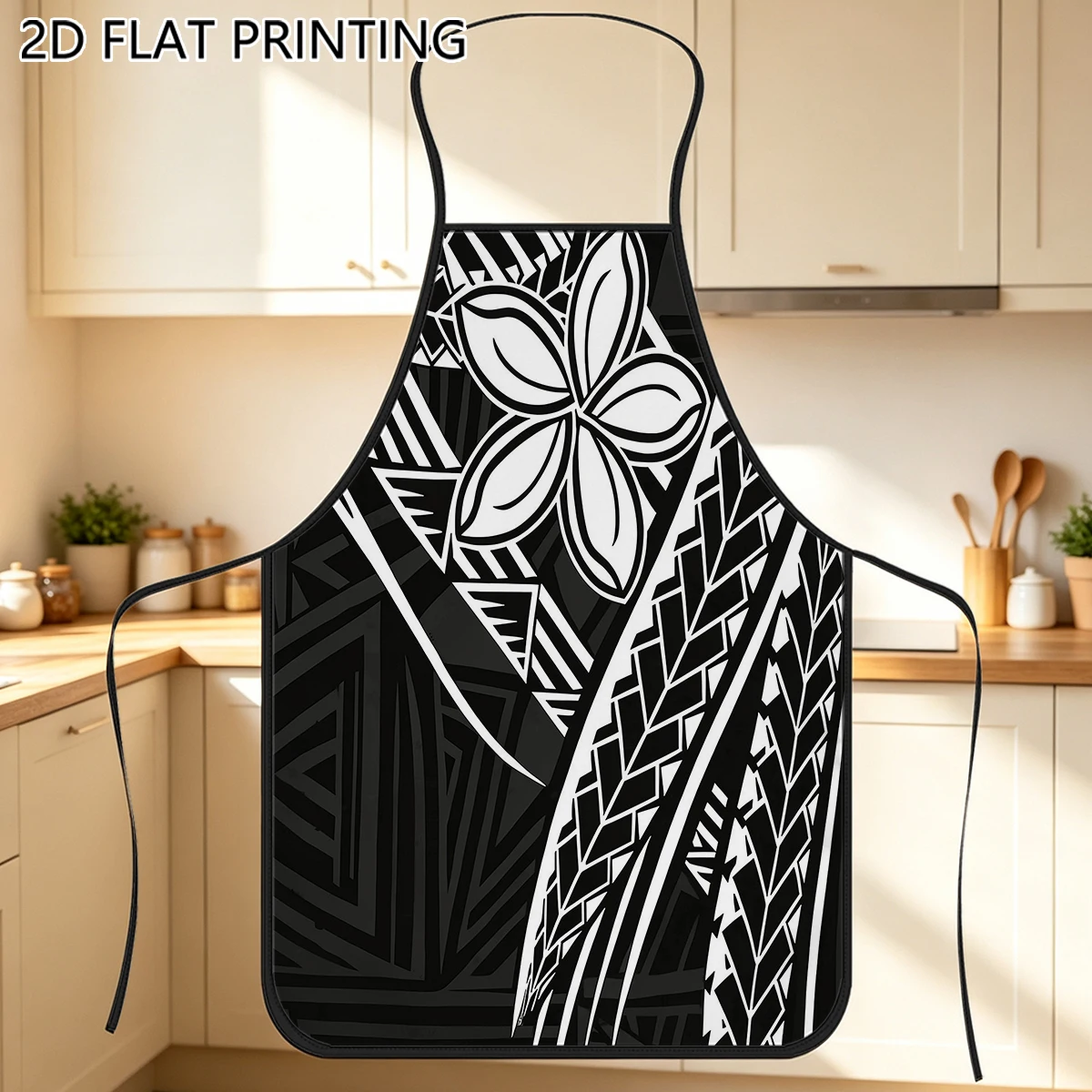 1pc Polynesian Tribal Plumeria Flower Pattern Apron For Tattoo Artist Studio Use