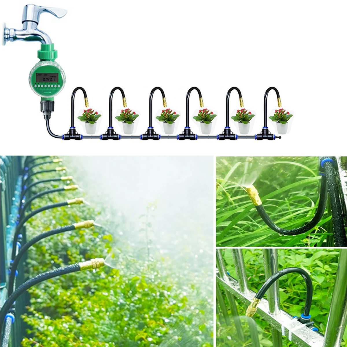 360° Adjustable Copper Sprayer Atomizing System Assembled 6M~18M or DIY Automatic Irrigation Watering Kits