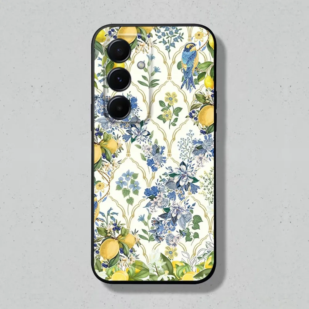 Lemon print vintage Phone Case For Samsung Galaxy A13,A21s,A22,A31,A32,A52,A53,A71,A80,A91 Soft TPU Protective Cover
