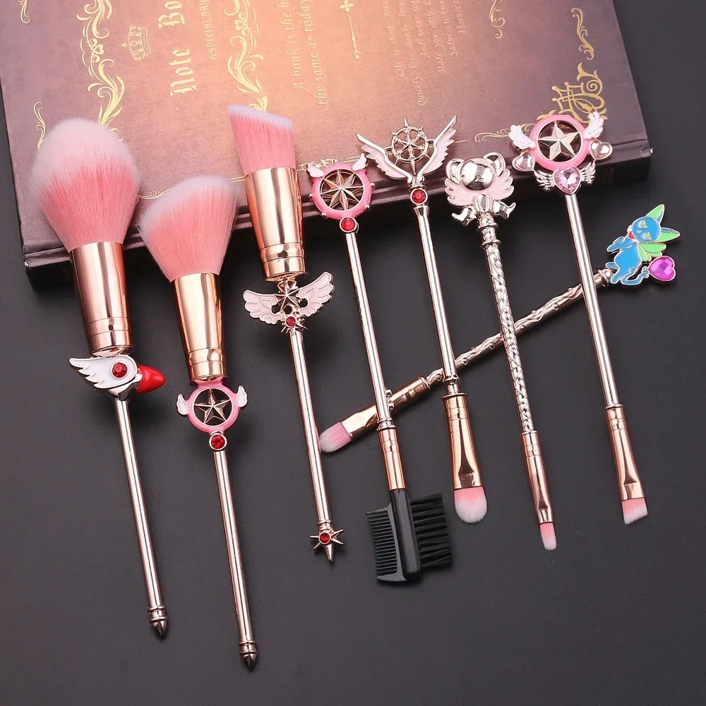 8 makeup brushes set metal handle