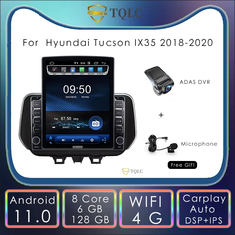 

Автомобильный радиоприемник Android 11,0 в стиле Тесла вертикальный для Hyundai Tucson IX35 2018-2020 Carplay мультимедийный Стерео Авторадио Navi головное устройство