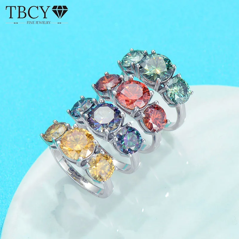 

TBCYD 4cttw Colorful Full Moissanite Diamond Rings For Women 925 Sterling Sliver GRA Certified Wedding Band Luxury Fine Jewelry