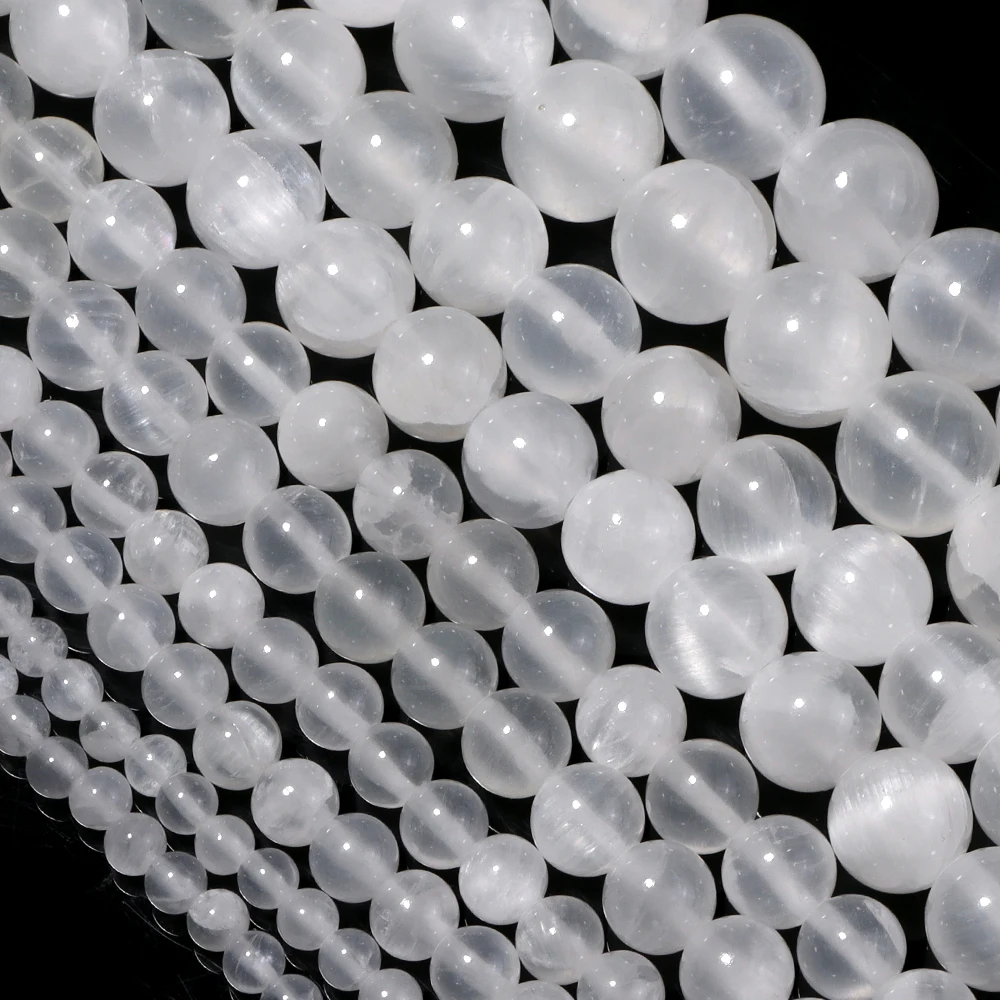 1 Strand 4 6 8 10 12mm Natural Selenite Stone Beads Round Loose Spacer Beads For Jewelry Making Diy Necklace Bracelet Accessory
