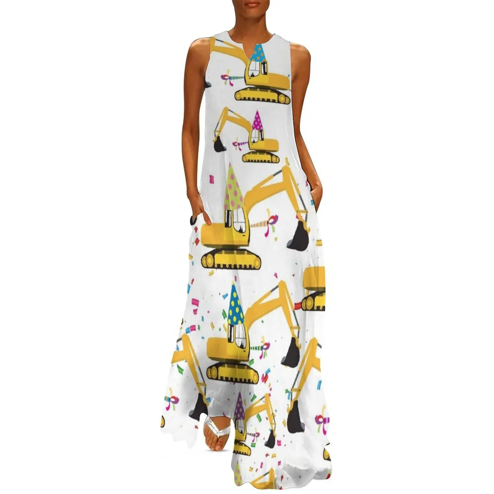 

Excavator Construction Truck Party Pattern Long Dress Dress vintage summer clothes for women Dress