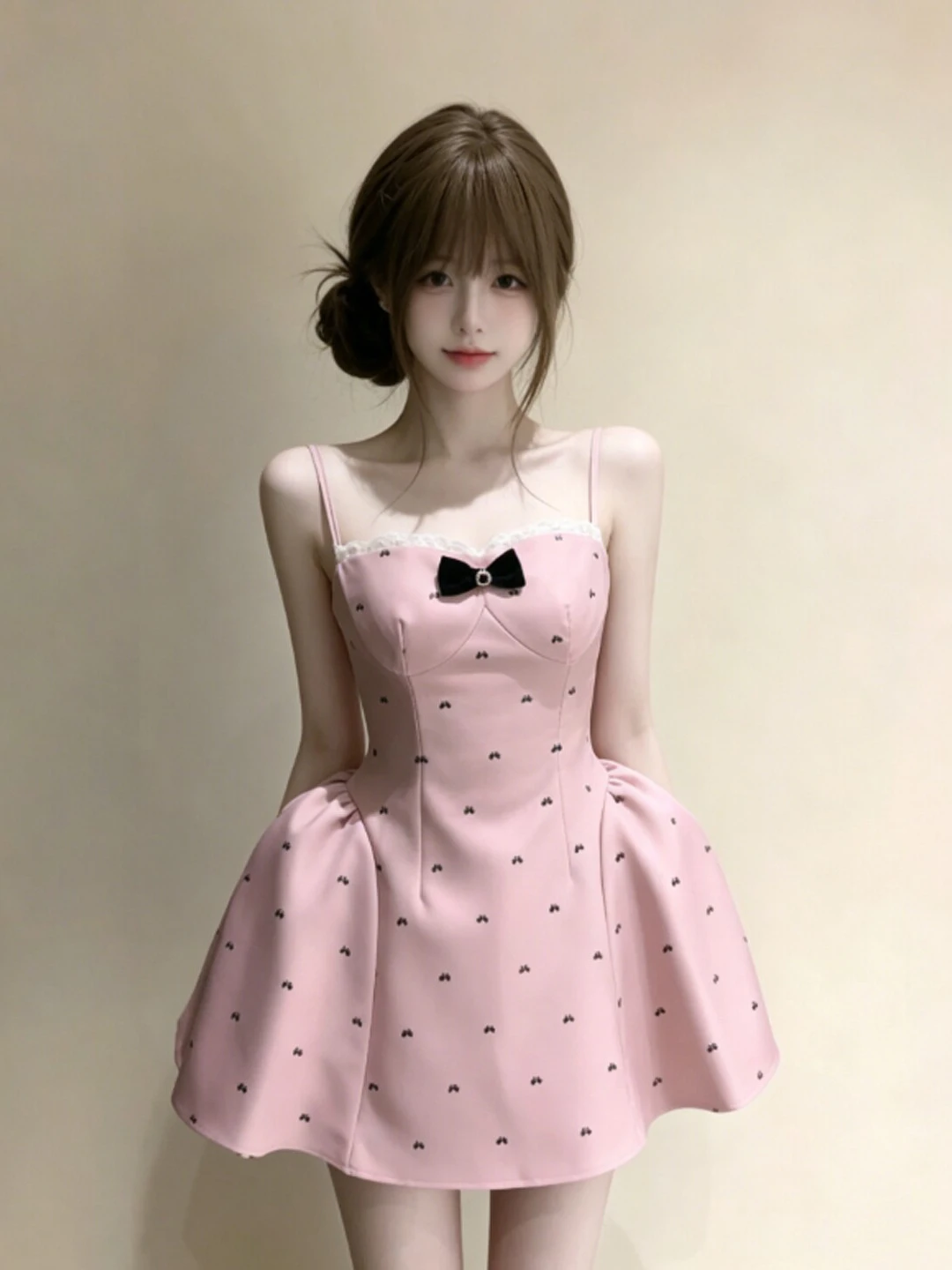 

Gentle Breeze Floral Print Puffy Sleeveless Dress Women's Summer Cotton High Waist Unique Beautiful Dress City Commute Casual