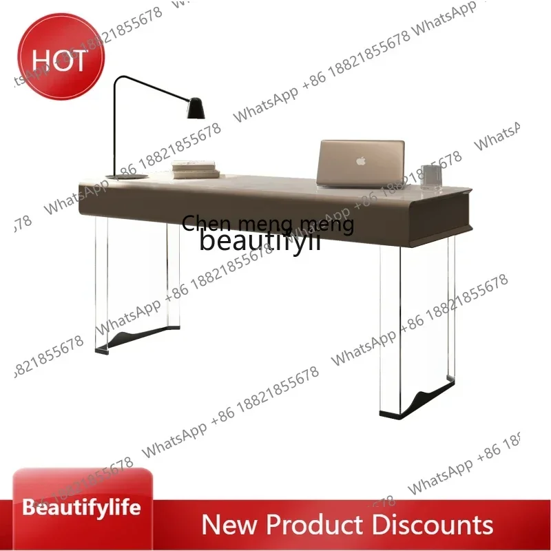 xzItalian Minimalist Acrylic Suspension Desk Modern Minimalist Boss Desk Light Luxury Home Study Computer DeskK182