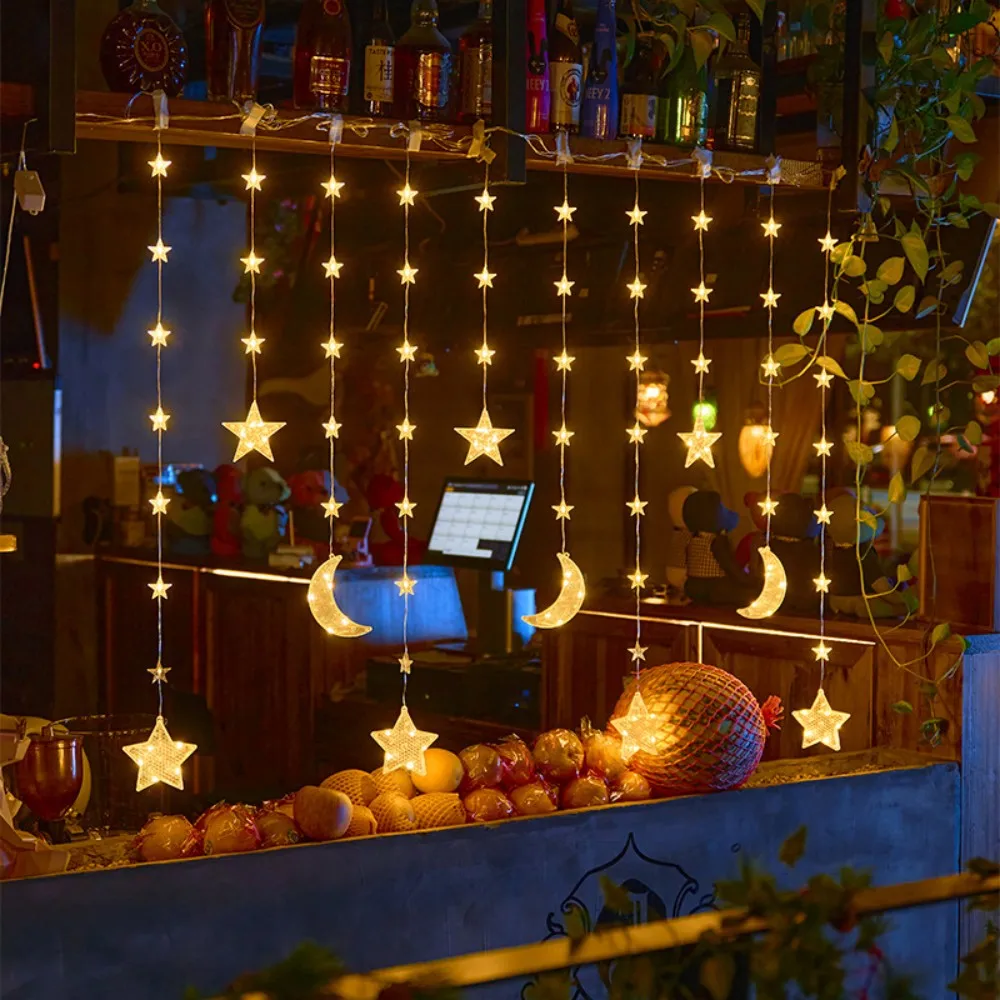 

1 шт. 3,5 м солнечные подвесные гирлянды со звездой и луной, светодиодные уличные гирлянды для Рамадана, патио, сада, дома, спальни, вечеринки, декор