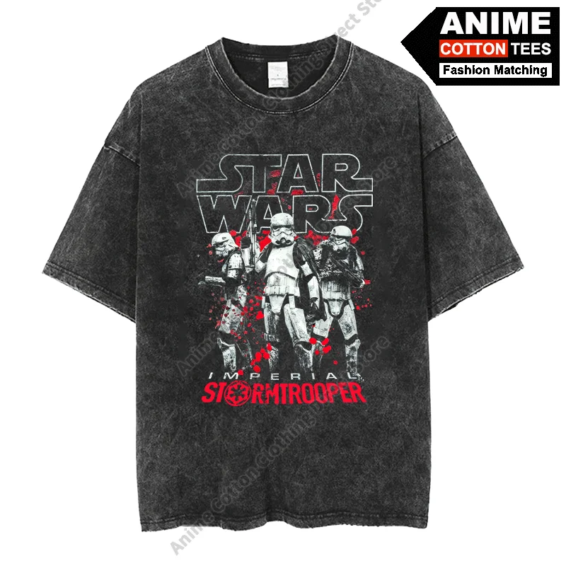 STAR WARS IMPERIAL STORMTROOPER T-shirts Cotton Washed Vintage Oversized T Shirt y2k Hip Hop Street Casual Unisex Loose Tees