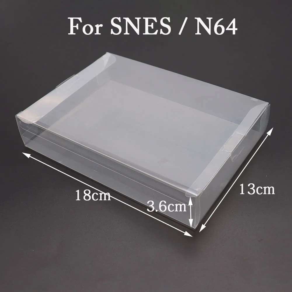 10pcs Clear transparent for SNES For N64 Game box Protector Case CIB games plastic PET Protector for game boxes