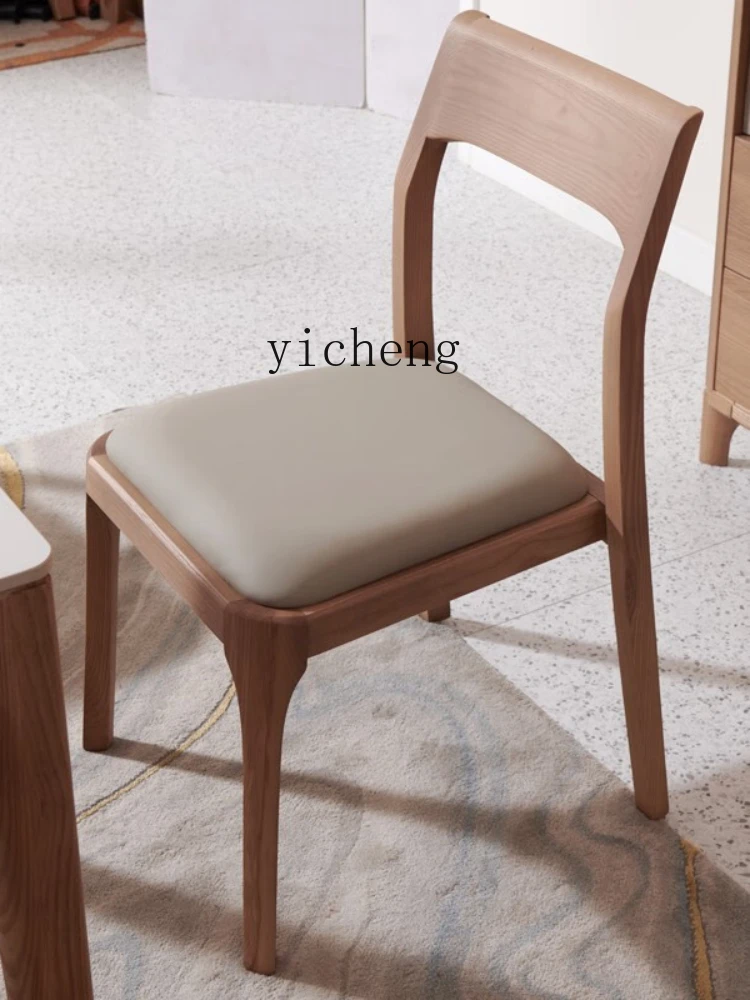 ZK White Wax Wood Dining Chair Solid Wood Dining Chair Log Furniture Nordic Modern Restaurant Chair Study Chair Dining Chair