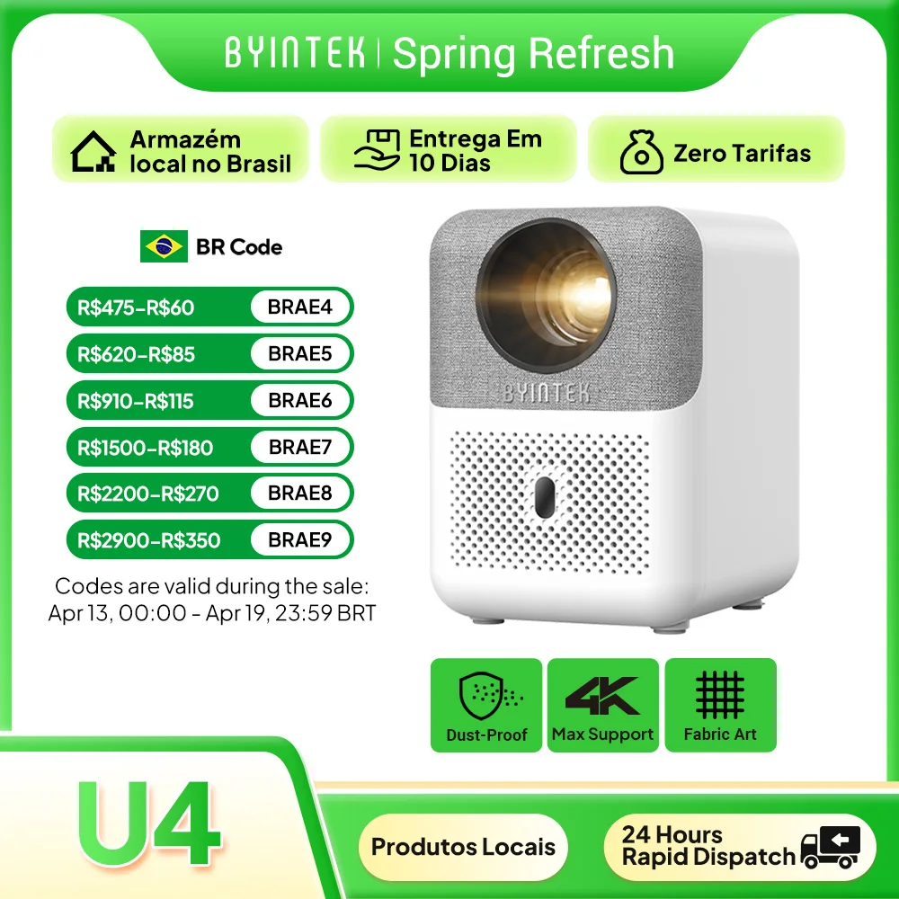 BYINTEK LOVE U4 Smart Mini Projetor de Home Theater 4K 1080P Vídeo Android WIFI para Cinema de Smartphone