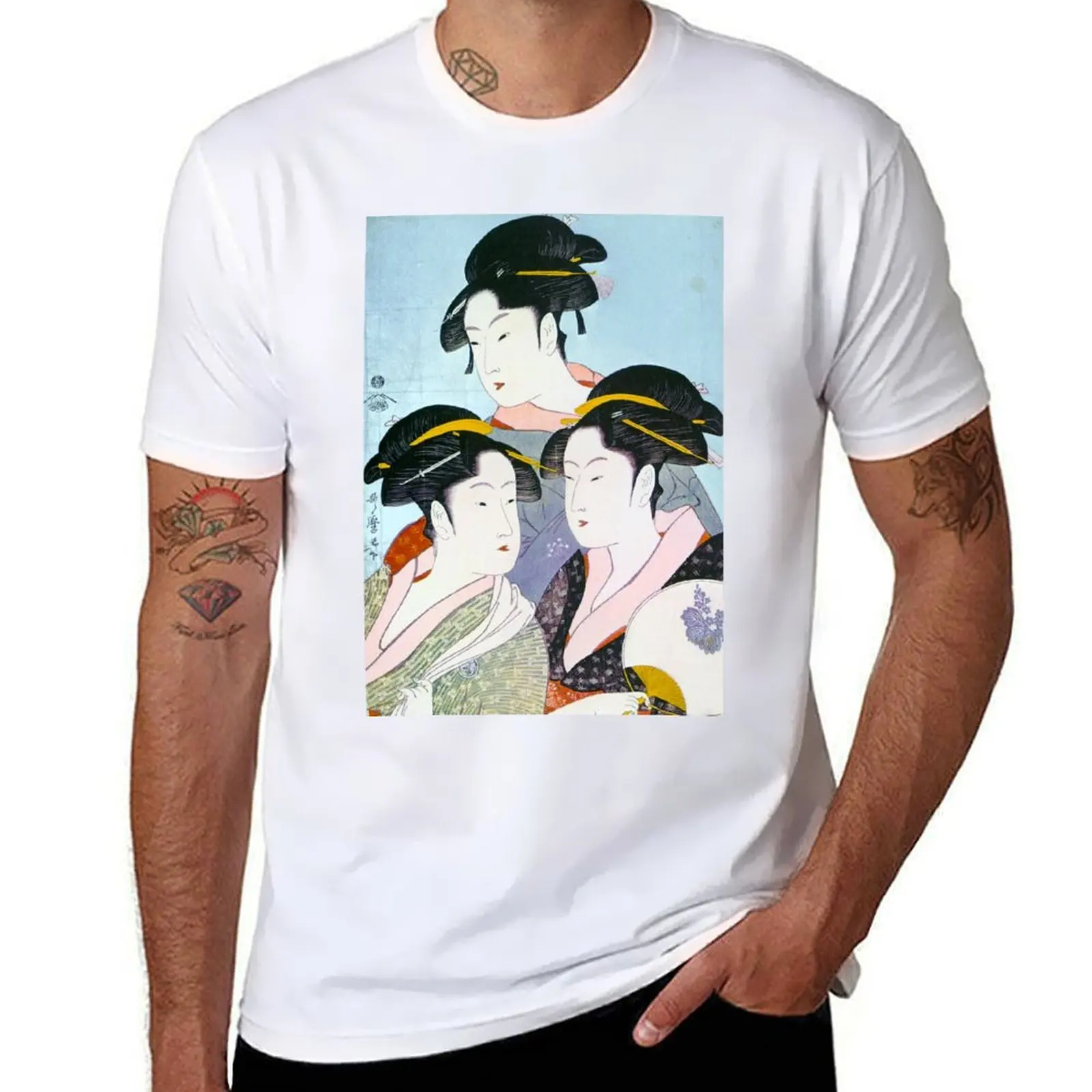 

Kitagawa Utamaro - Three Beauties of the Present Day T-Shirt t shirt man cotton t shirt for man 100 percent cotton T-Shirt