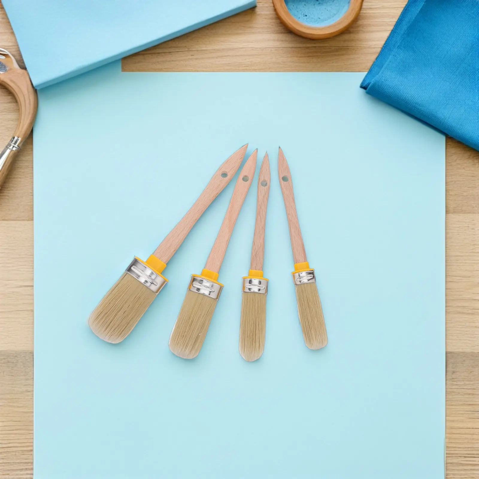 4Pcs Oval Paint Brushes Oval Trim Short Handle Precision Edging Paint Brushes for Walls Furniture Wood Oil Watercolor Painting