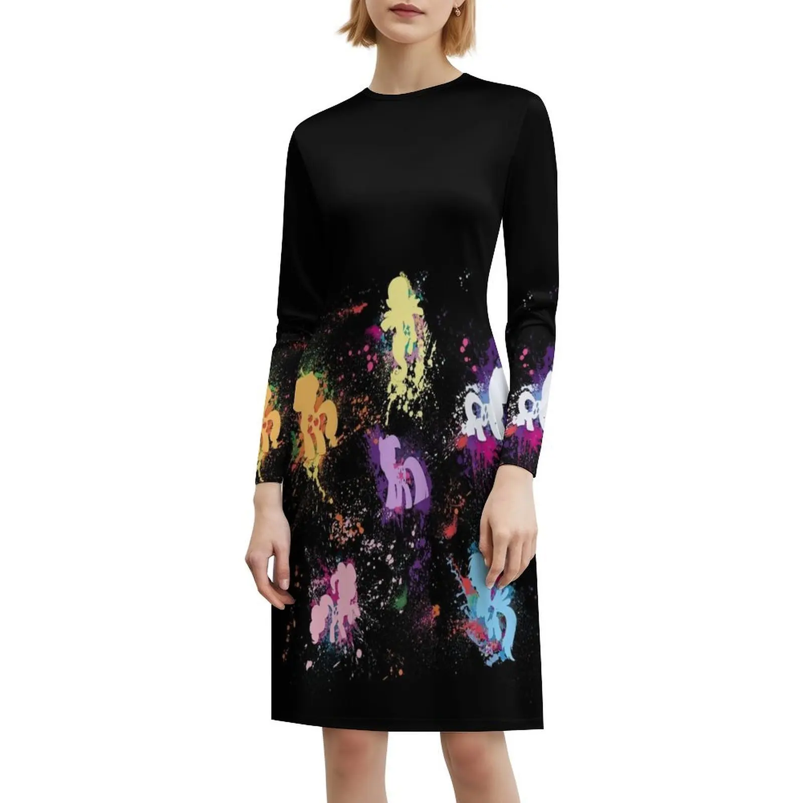 فستان My Little Vintage البوهيمي بأكمام منتفخة أو خيارات بدون أكمام للنساء فستان My Little Mlp Fluttershy Pinkie Pie للسيدات #6