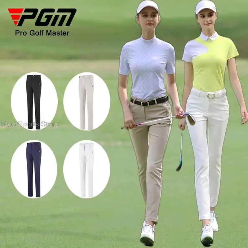 Pgm Golf Clothes Trousers Women High Elastic Golf Pants Summer Spring Lady Casual Long Pants Waterproof Slim Trousers 4 Colors