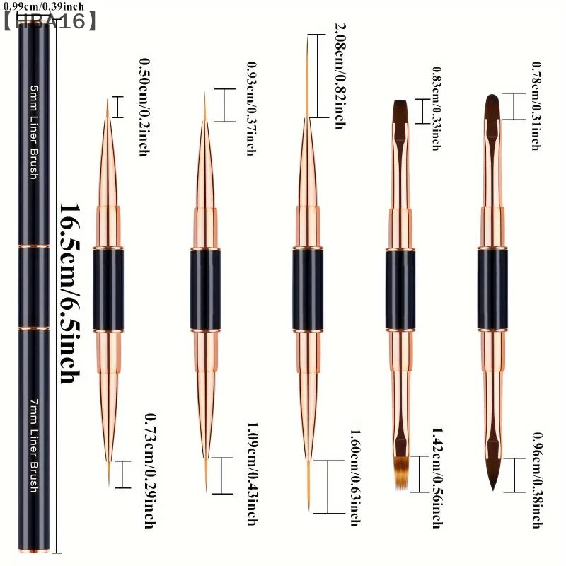 [(HBA16」 5 قطعة مزدوجة نهاية مسمار فُرش رسم بطانة التفاصيل رقيقة فرش مسمار قلم رسم ثلاثية الأبعاد مسمار الفن زينة في المنزل لتقوم بها بنفسك Manic